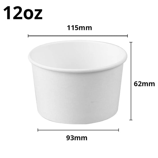 12 Oz Disposable Paper Soup Container | WHITE | For Hot & Cold Soup | CASE OF 500