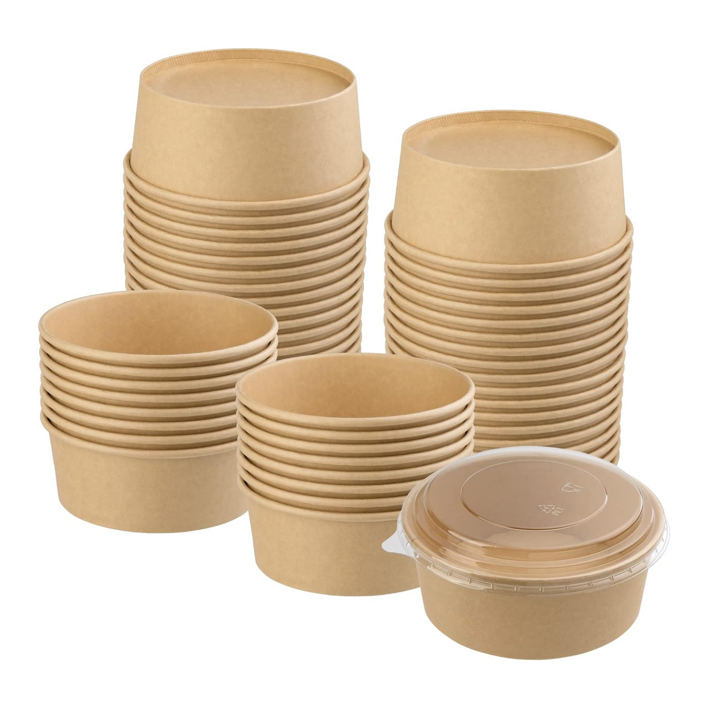 16 Oz Paper Bowls with Lids | Grease Proof | 500 SETS (BOWL + LIDS)