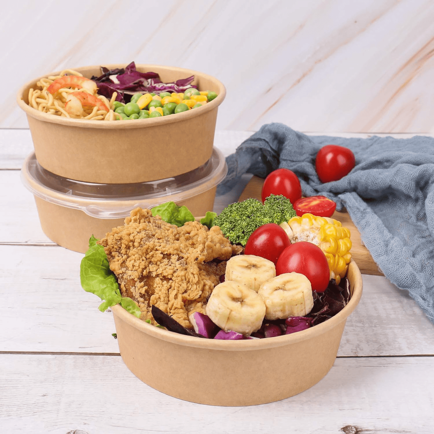 16 Oz Paper Bowls with Lids | Grease Proof | 500 SETS (BOWL + LIDS)