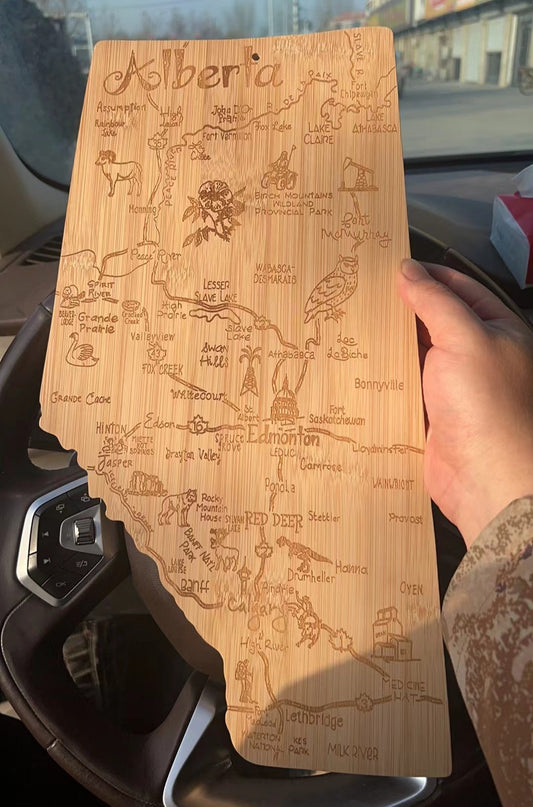 Destination Alberta Province Cutting Board Perfect for Décor, Serving & Chopping