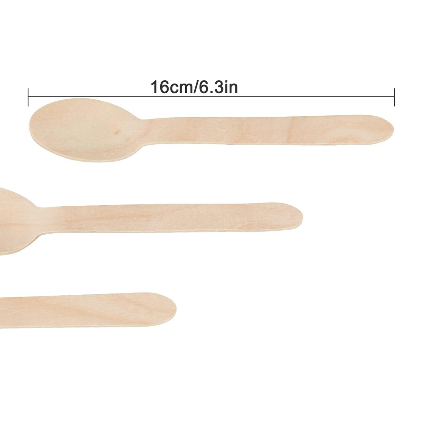 Disposable Wooden Spoon 6.3 Inch (160 mm) | Wholesale Pricing in Canada | 1000 Pcs/Case