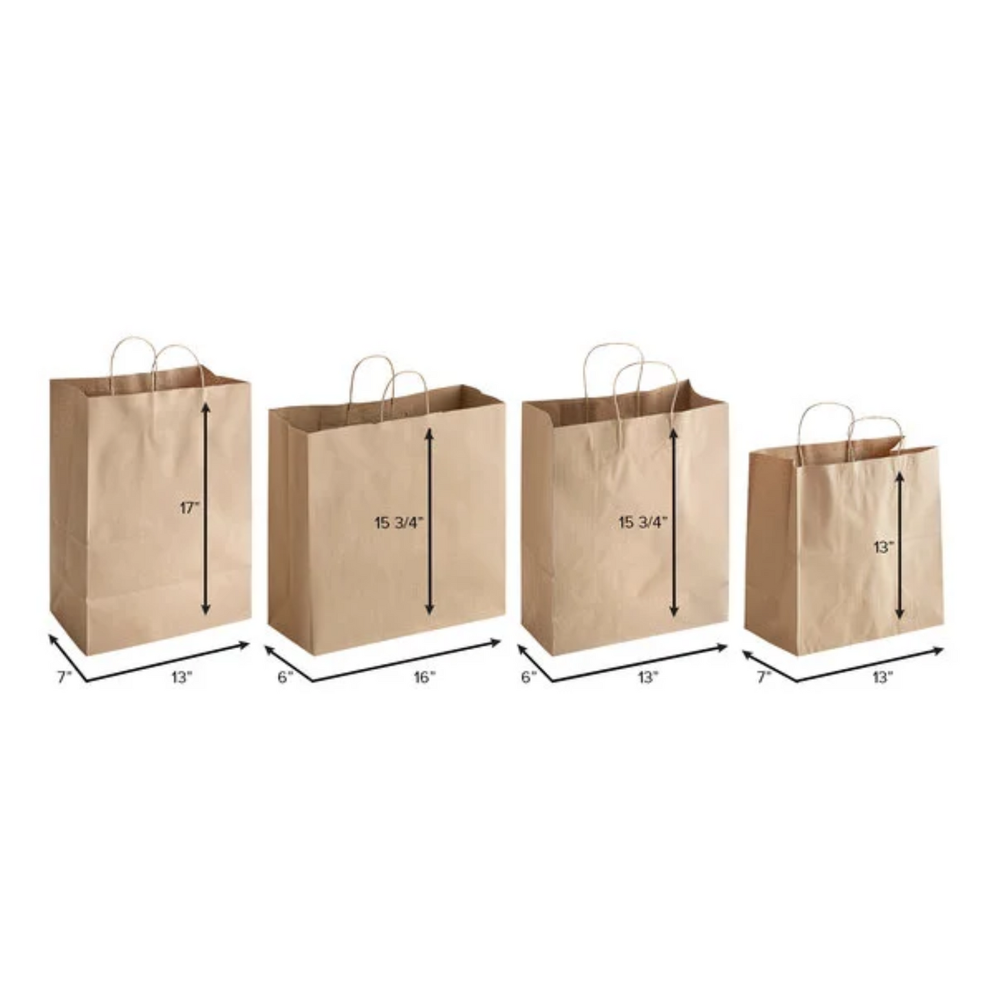 Kraft Paper Bags Twisted Handles | 13 x 7 x17" | Shopping Bag | CASE OF 250