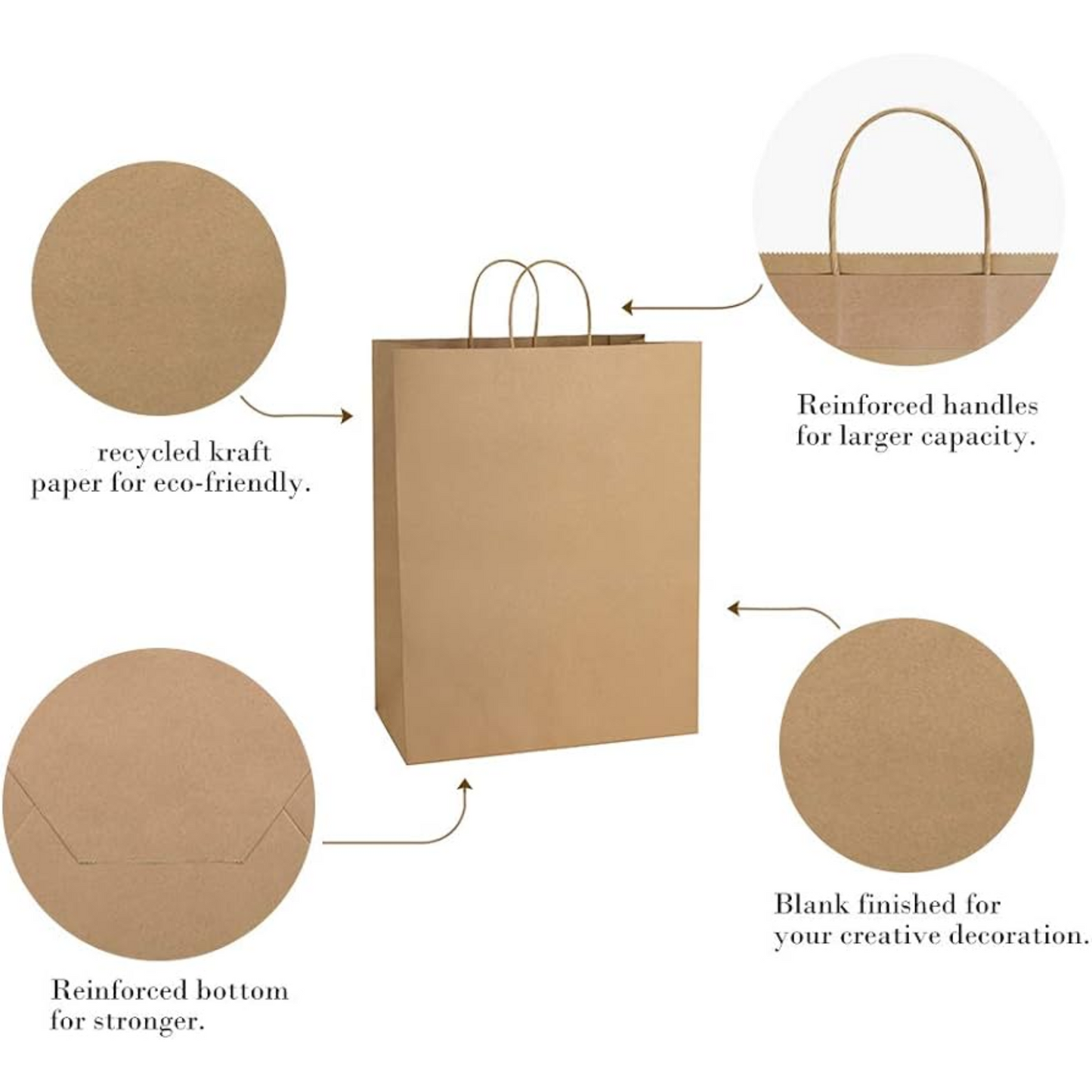 Kraft Paper Bags Twisted Handles | 13 x 7 x17" | Shopping Bag | CASE OF 250