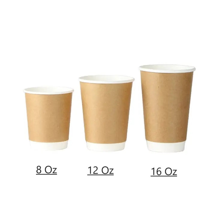 Double Wall Kraft Paper Hot Cup 8 Oz Bulk | For Serve Hot Coffee & Hot Tea | 1000 PCS/CASE