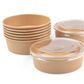 Kraft Paper Bowls with Lids | 8, 16, 25, 38, 44 Oz | Grease-Proof & Microwave-Safe