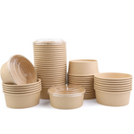 Kraft Paper Salad Bowl With Lids 750ml