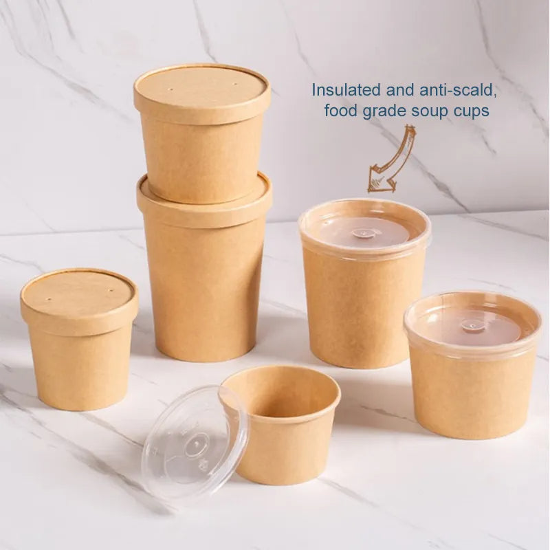 Kraft Paper Soup Containers | Size 8Oz / 12Oz / 16Oz / 32Oz | Case of 500