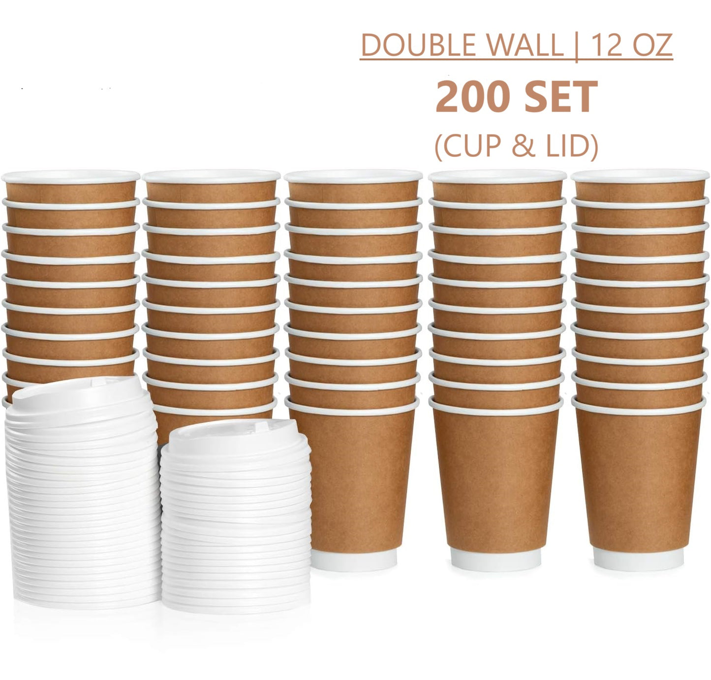 Buy Double Wall Kraft Paper Hot Cup 12 Oz For Coffee, Hot Chocolate & Tea
